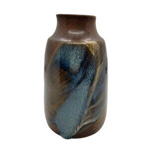 Robert Maxwell for Pottery Craft Vase Mid Century Modern USA Brown Teal Glaze